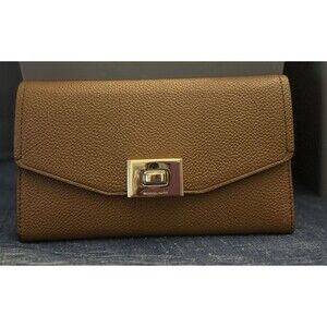 ~MICHAEL KORS Wallet Jet Set Large Continental Leather Turnlock Wallet - Tan